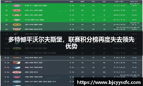 多特憾平沃尔夫斯堡，联赛积分榜再度失去领先优势